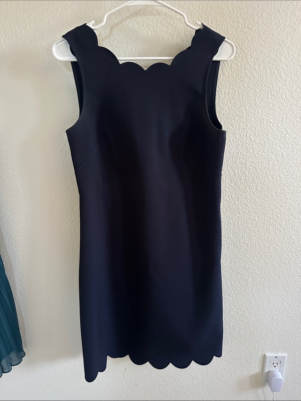 J. Crew Navy Scallop Neck & Hem Sleeveless Sheath Dress